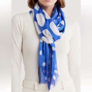 Kate Spade New York Dot Oblong Scarf in Wild Blue Iris NWT